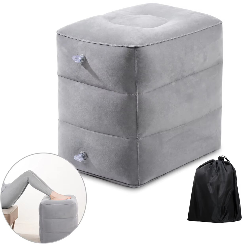 Office Footrest Cushion - Draagbare opblaasbare reisvoetensteun - Verstelbaar drielaags