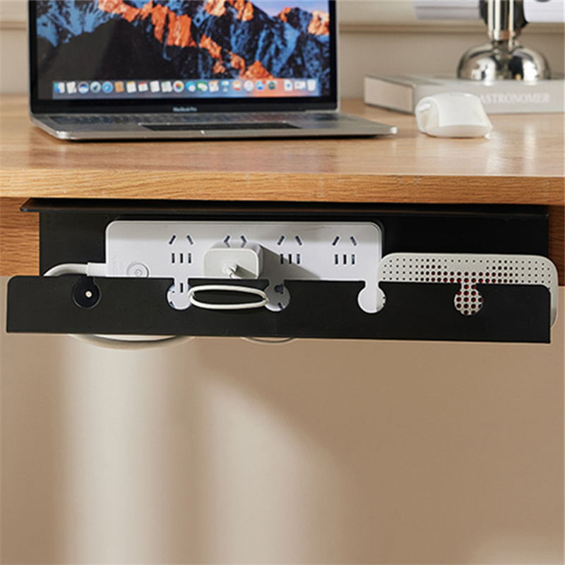 Cable Tray Under Desk - Kabelbak onder bureau met klem, stroomstrip,