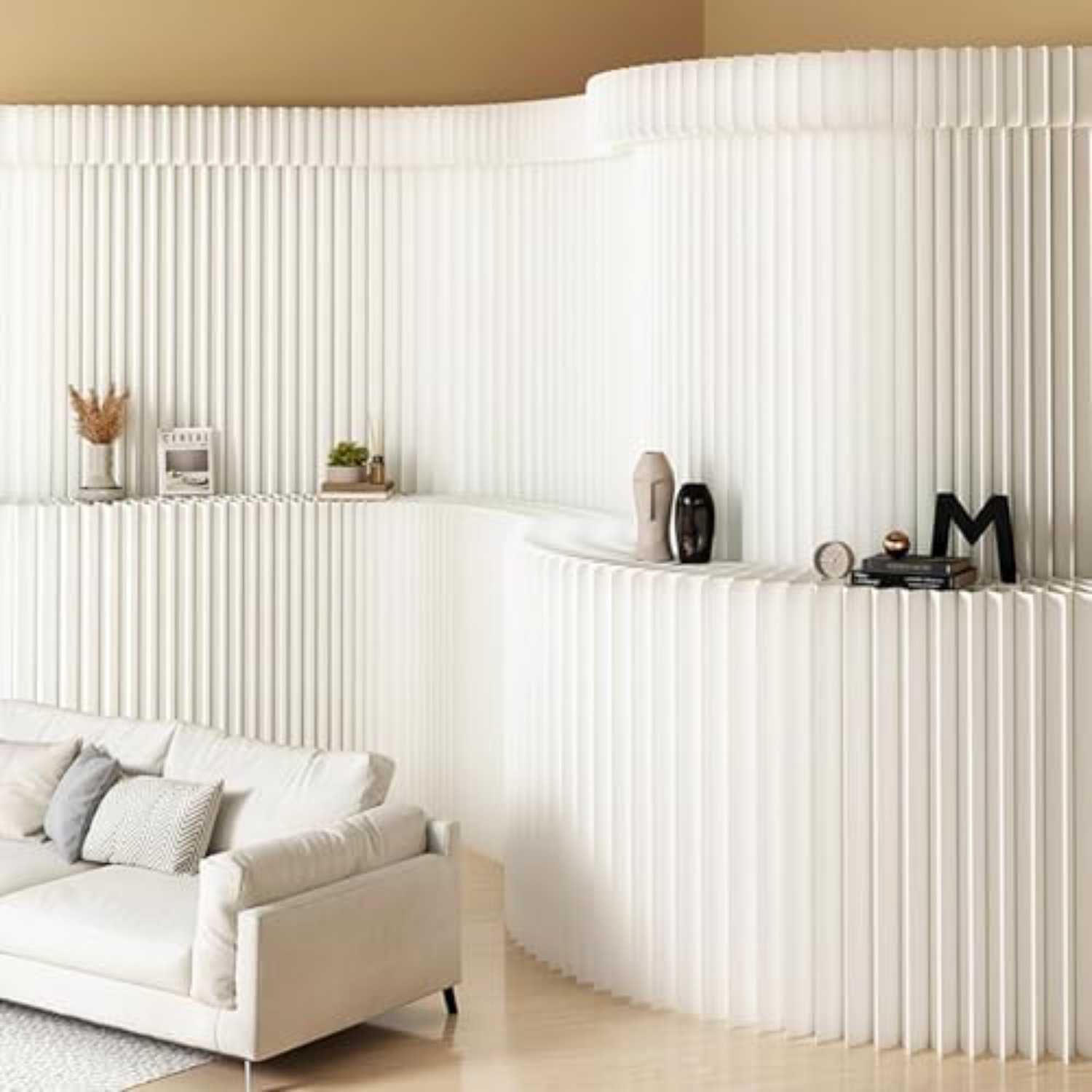 Partition Screen Divider - Papieren kamerverdeler met planken, intrekbare wandverdeler,