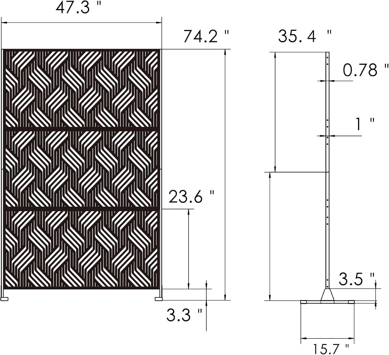 74 inch hoog, 47,2 inch breed, - Partition Screen Divider recensie en prijs