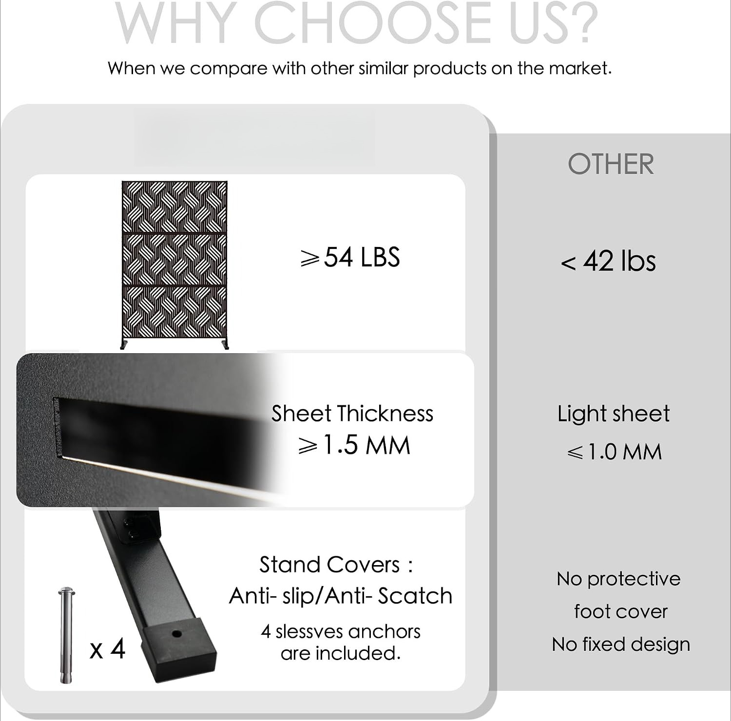 74 inch hoog, 47,2 inch breed, - Partition Screen Divider recensie en prijs
