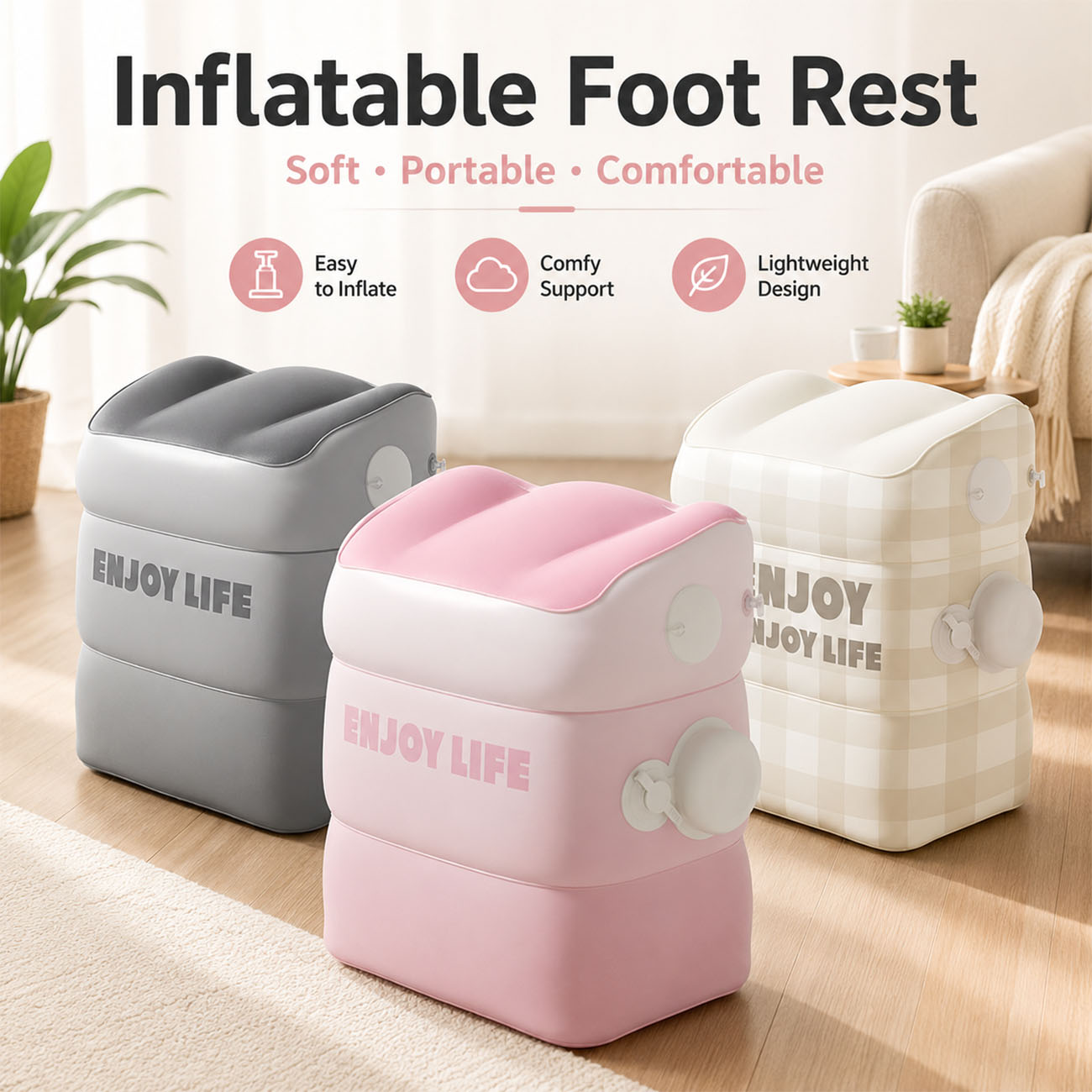 1 stuk opblaasbare voetensteun - Office Footrest Cushion recensie en prijs
